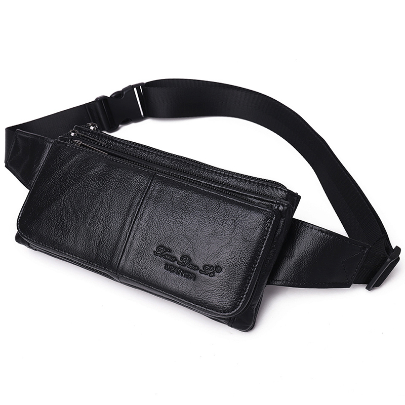 Saddle Bag Leather - Riñonera de cuero genuino para hombre,