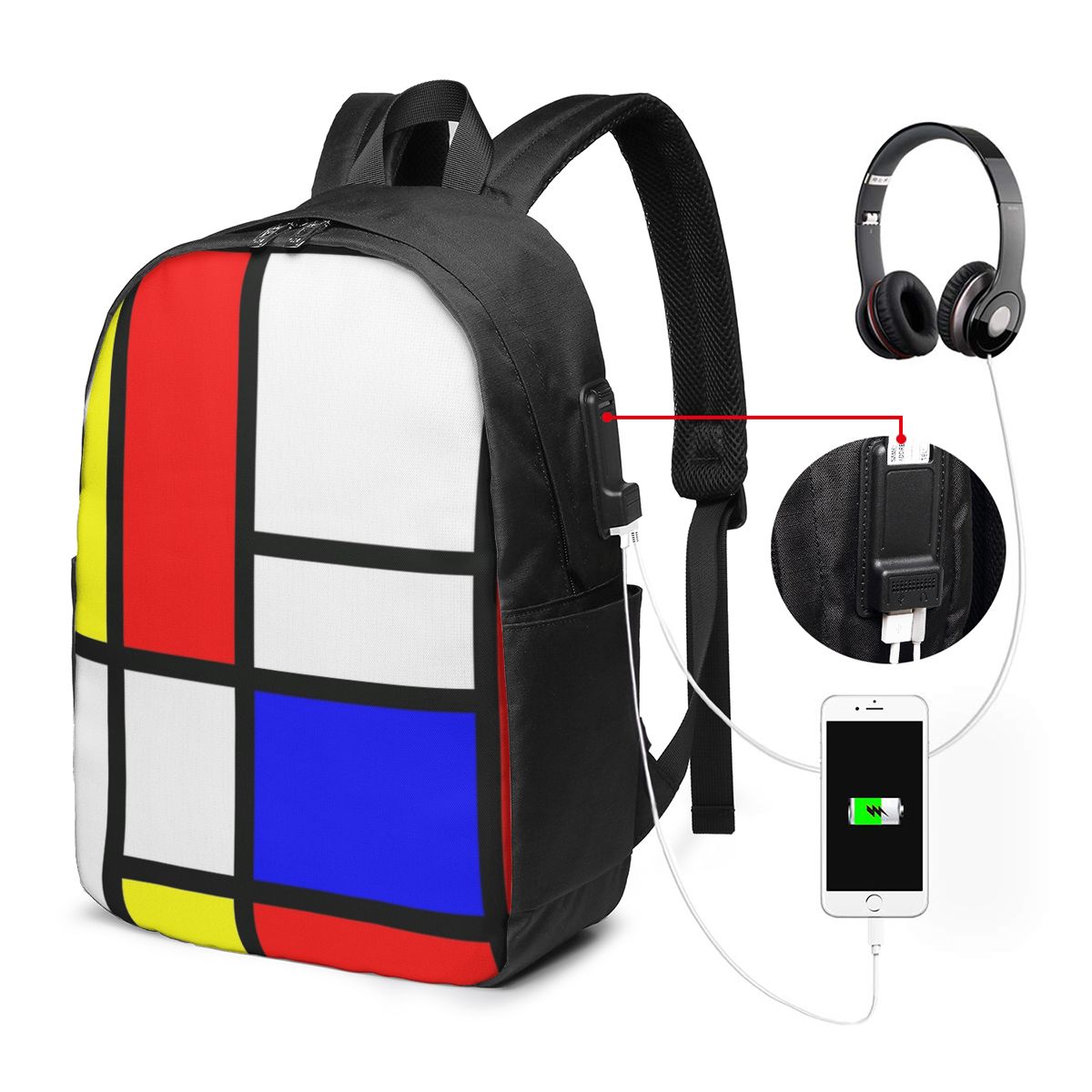 Women Bags For Travel - Mochila Piet Mondrian Composition, bolsa de