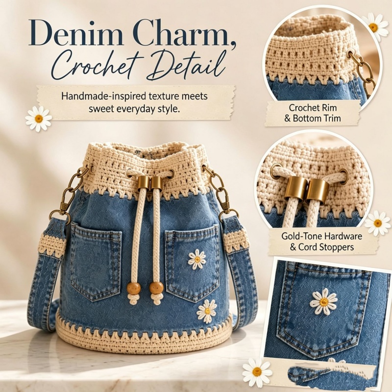 Crochet Market Bag - Bolso de Ganchillo de Mezclilla Tipo