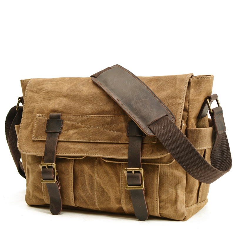 Women Bags Grey - Nesitu-Bolso bandolera de lona encerada de