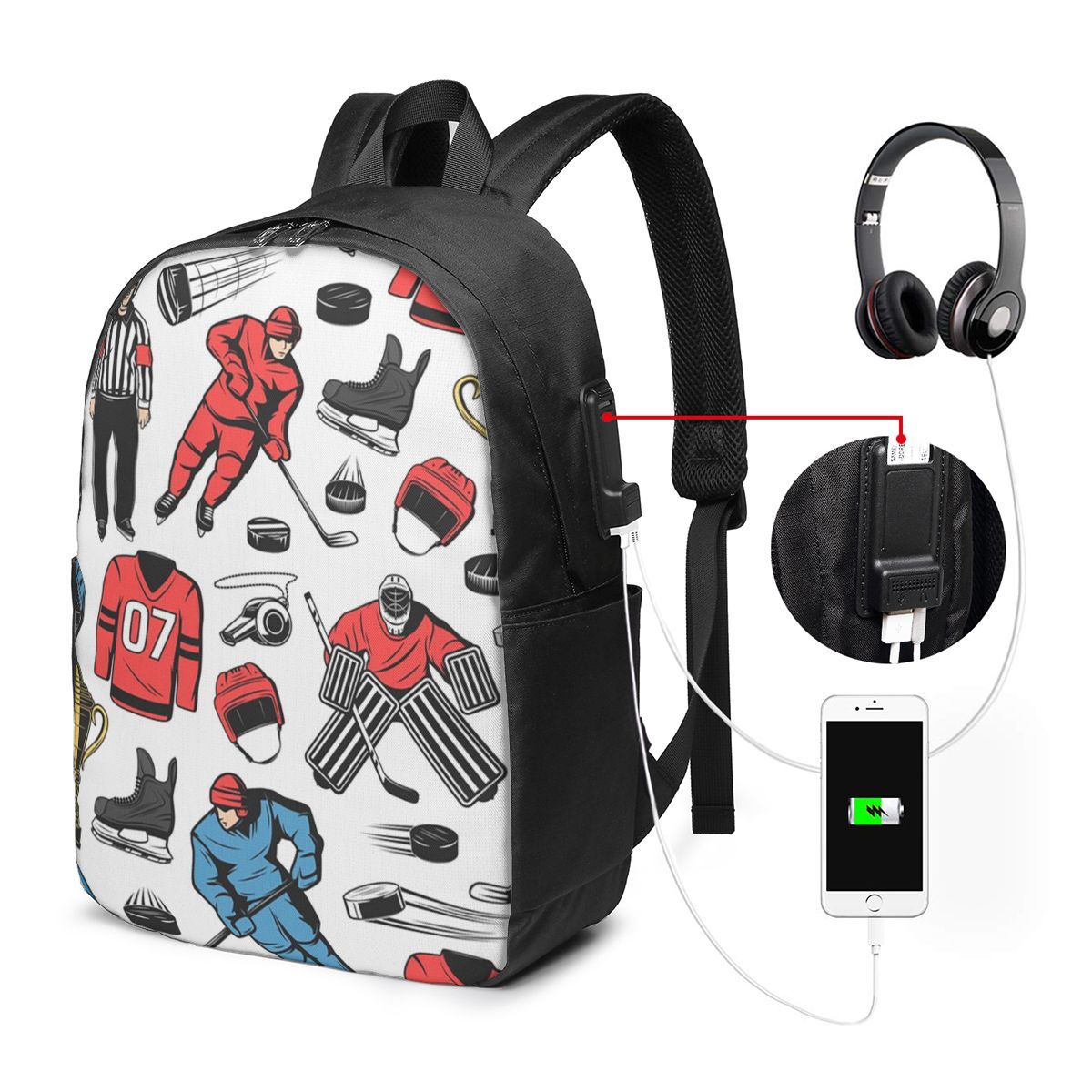 Women Bags For Travel - Mochila Ice Hockey Players On Rink,