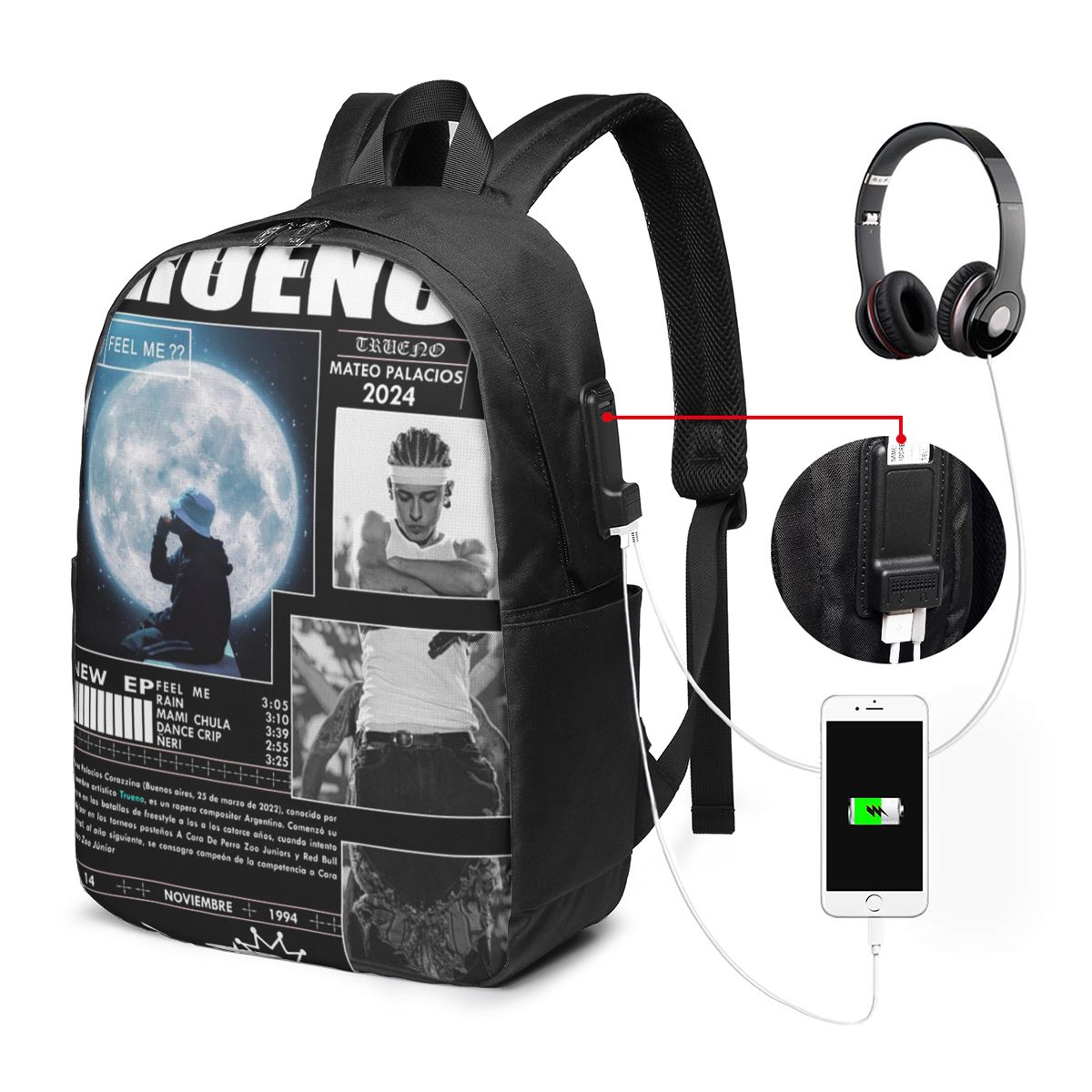 Women Bags For Travel - Mochila divertida de Trueno Hip Hop