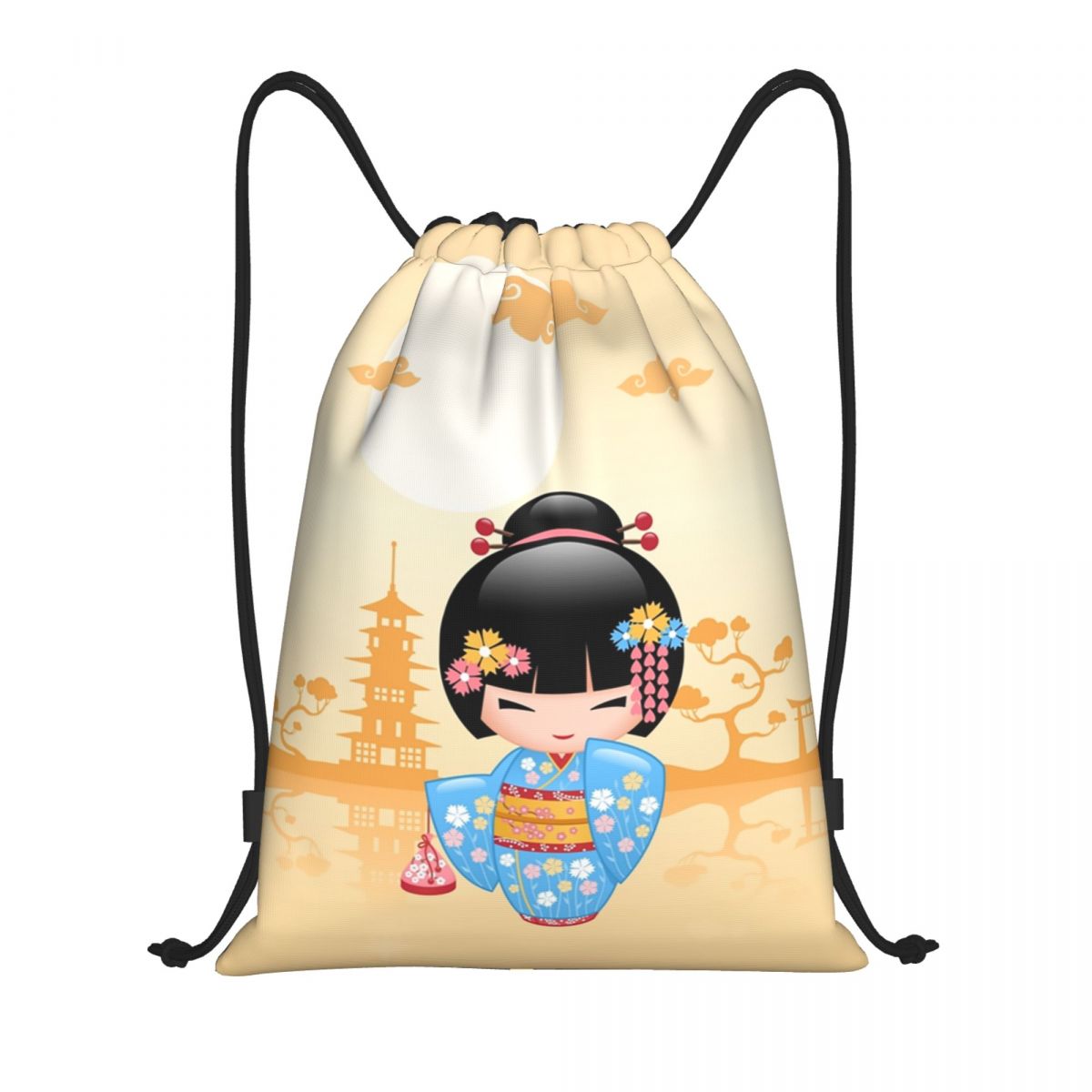 Women Bags Vector - Mochila japonesa Maiko Kokeshi con cordón