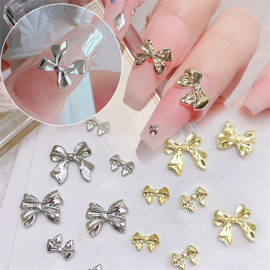 Women Bags Grey - 10 unids/bolsa de Metal 3D Bowknot