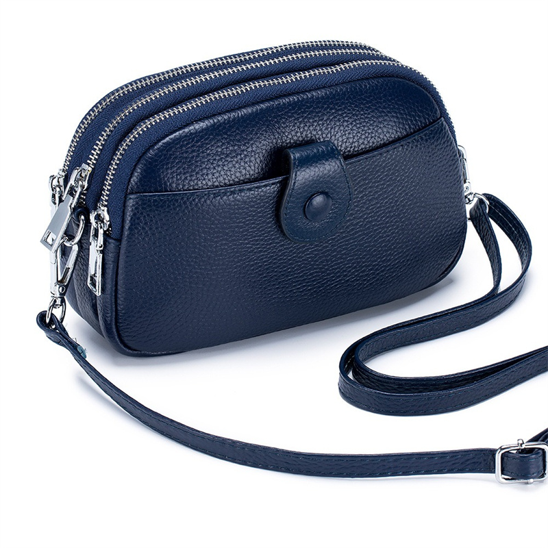 Women Bags Grey - Mini bandolera de piel auténtica para