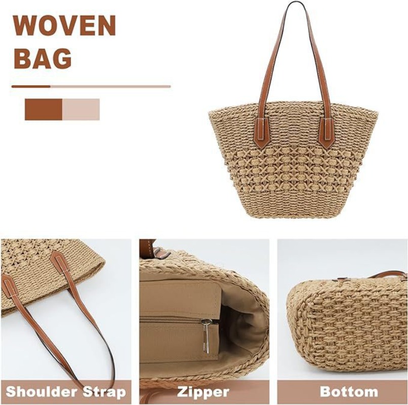 Nuevo Bolso de Hombro de Paja  - Crochet Market Bag reseña y precio