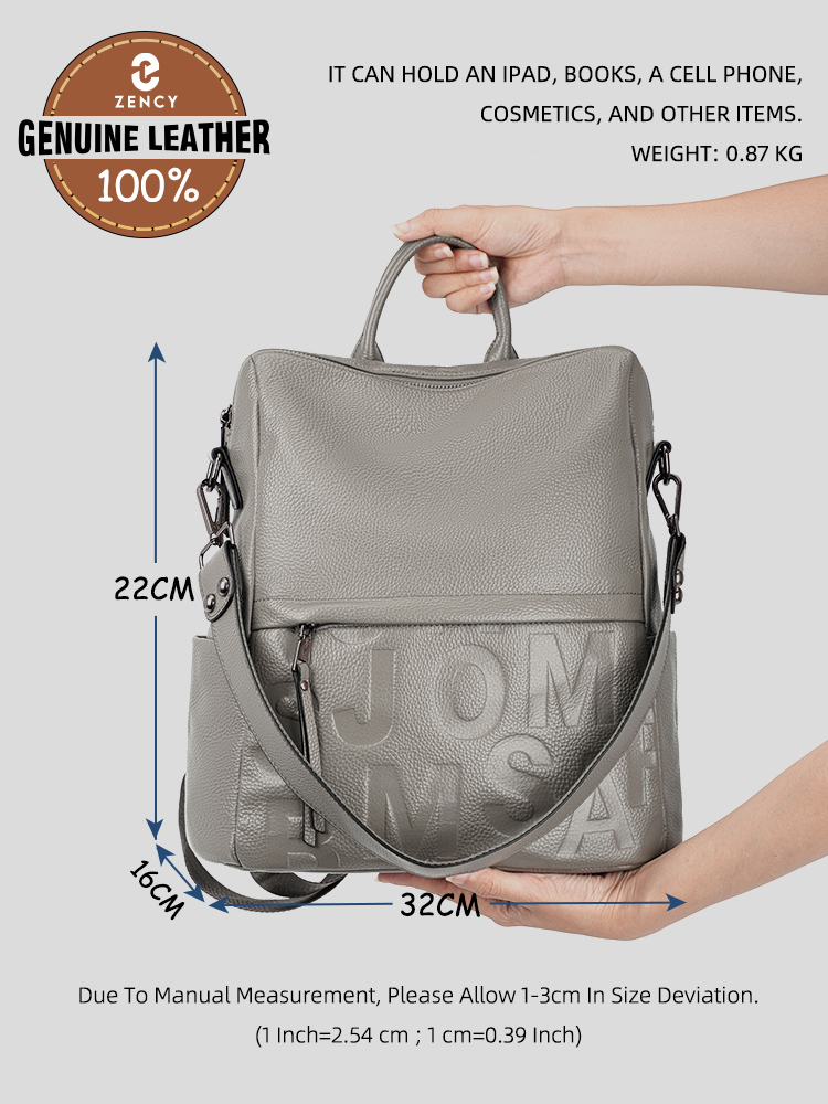 Mochila Zency Premium de Cuero - Women Bags Grey reseña y precio