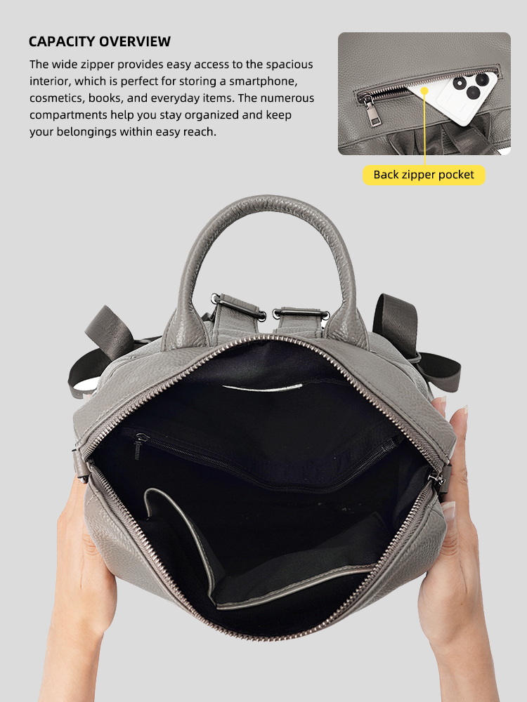 Mochila Zency Premium de Cuero - Women Bags Grey reseña y precio