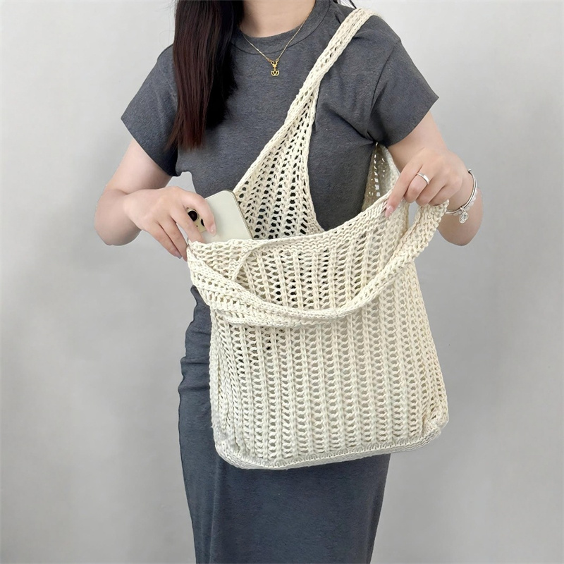 Bolso de hombro tejido de gran - Crochet Market Bag reseña y precio