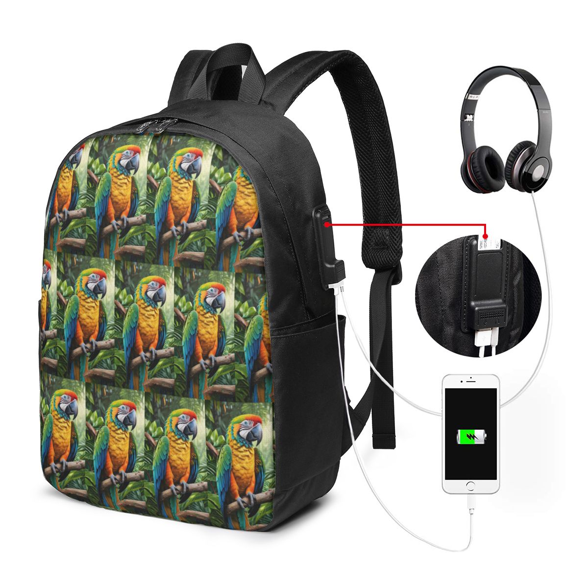 Mochila con diseño de loros ma - Women Bags For Travel reseña y precio