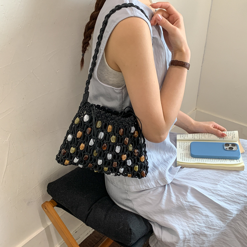 Bolso de hombro hueco con cuen - Crochet Market Bag reseña y precio